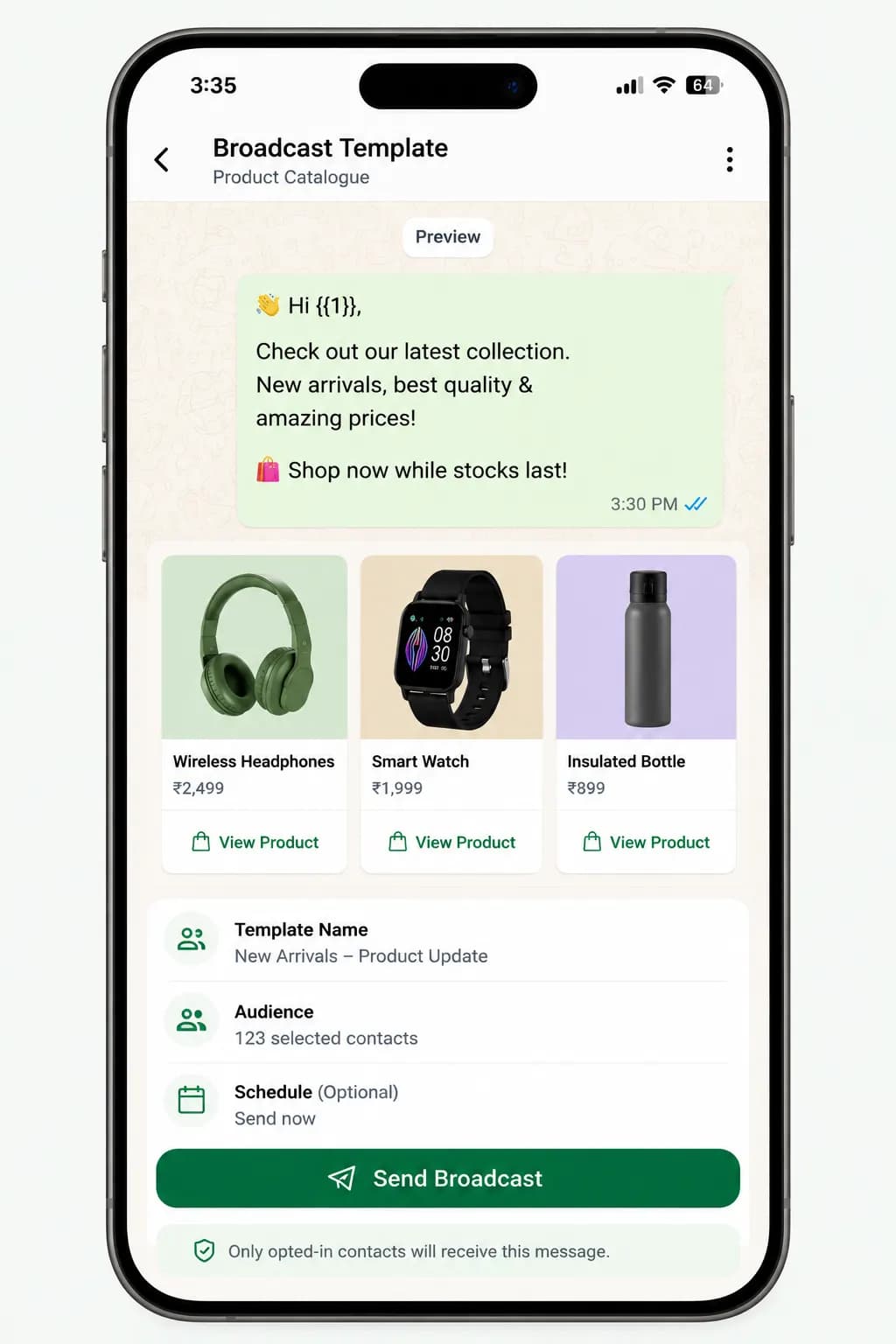 ShopLinx WhatsApp broadcast messaging